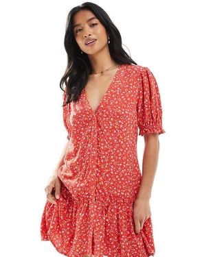 Miss Selfridge Printed Spun Smock Dress - Red