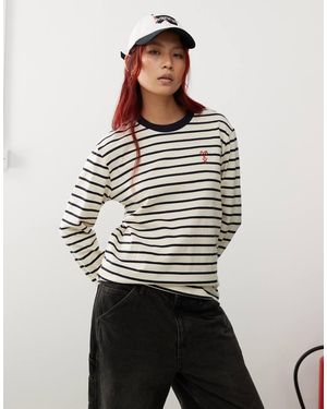 Obey Ramona Stripe Long Sleeve T-shirt - White