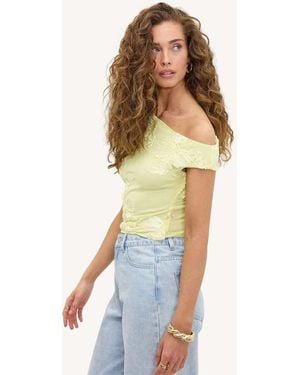 Loavies Polished Grace Top With Floral Detail - Natural