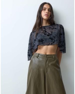 ASOS Top A Mantella Floccato Con Stampa - Grigio