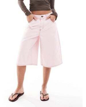 Bershka Longline Jorts - Pink
