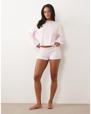 ASOS Soft Jersey Pyjama Boy Shorts With Floral Trim - Pink
