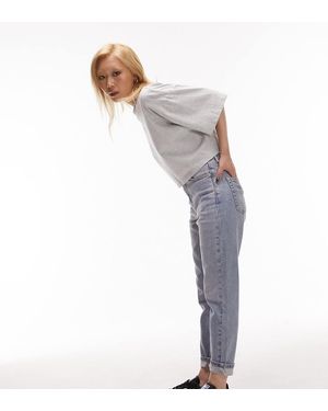 Topshop Unique Vaqueros Mom Cómodos Elásticos Con Lavado De -Azul