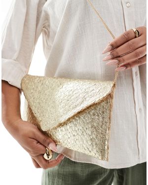 Glamorous – clutch-strohtasche im umschlag-design - Natur