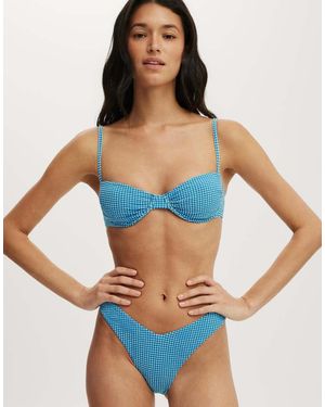 Cotton On Dip Front High Side Brazilian Bikini Bottom - Blue
