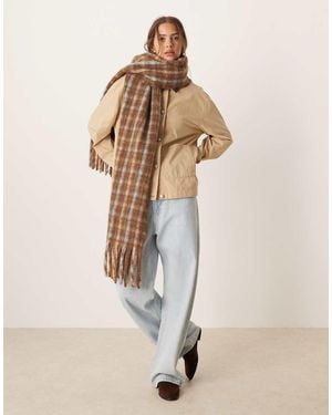 ASOS Woven Check Scarf - Natural