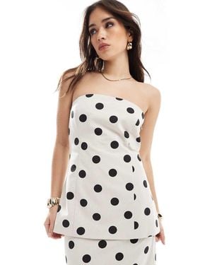 4th & Reckless Linen Blend Bandeau Longline Top Co-ord - White