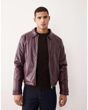 ASOS Faux Leather Harrington Jacket - Purple
