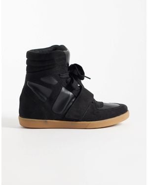 ASOS Damson - baskets compensées dissimulées en suédine - Noir