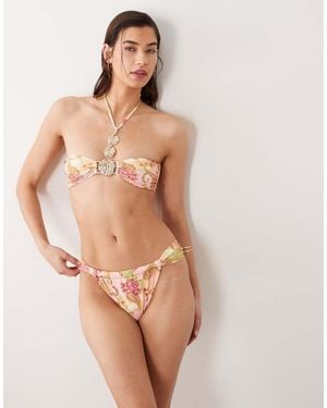 Miss Selfridge High Leg Bikini Bottom - Natural