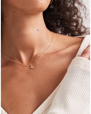 ASOS Dot-dash Necklace With Cubic Zirconia A Initial Pendant - Brown