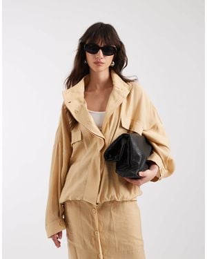 ASOS Modal Blend Utility Funnel Neck Bubble Shacket - Natural