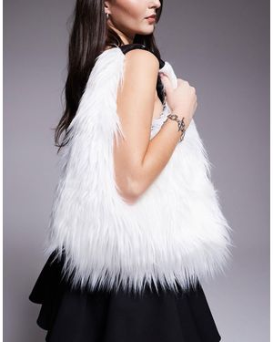 Kaiia Exclusive Oversized shaggy Faux Fur Tote Bag - Gray