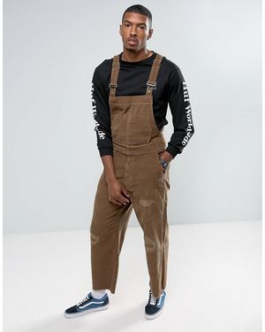 ASOS Cord Dungarees In Brown