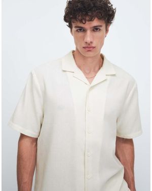 New Look Camicia Squadrata Effetto Lino Sporco - Bianco