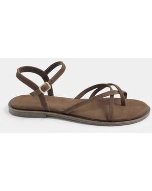 Long Tall Sally Cross Strap Sandals - Brown