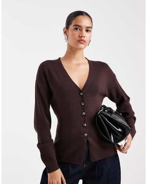 ONLY Cárdigan Marrón Chocolate Con Detalle De Botones De - Negro