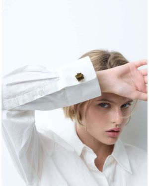 ASOS Square Button-cover Cufflinks With Real Semi-precious Tigers Eye Stone - Natural