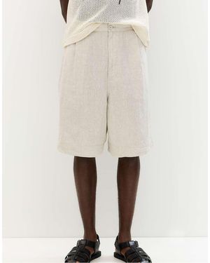 Pull&Bear Bermuda Ampi 100% Lino - Neutro