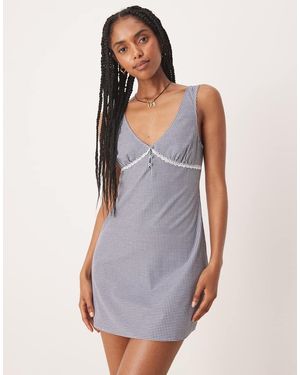 ASOS Wijduitlopende Mini Jurk Met Gingham Ruit - Paars