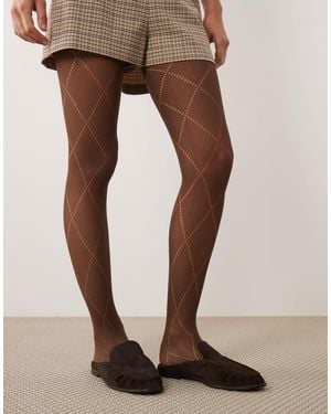 Kaiia Exclusivité - - collants à carreaux - Marron