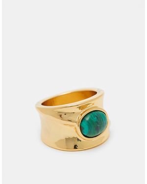 ASOS – ring mit 14-karat-vergoldung und malachit-detail - Gelb