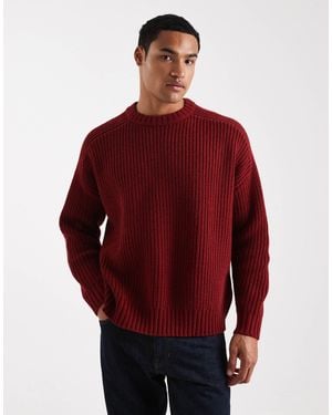 ASOS Pull oversize en maille côtelée épaisse avec col ras - Rouge