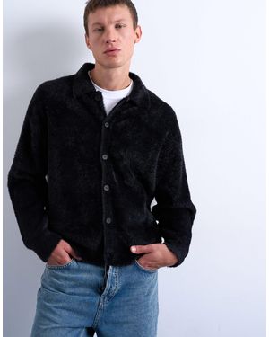 TOPMAN – flauschige strickjacke - Schwarz