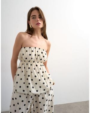 TOPSHOP Bubble Hem Linen Bandeau Top - White