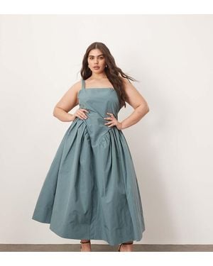 ARRANGE Curve Strappy Ruched Bodice Full Skirt Maxi Dress - Blue