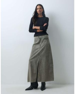 Mango Teen Pocket Detial Maxi Skirt - Grey
