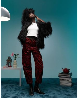 Bimba Y Lola Jeans Met Zebraprint En Wijde Pijpen - Groen
