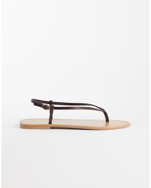 Mango Platte Sandalen Van 100% Leer Met Bandjes - Rood