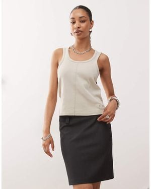 Monki Midi Tailored Skirt - Grey