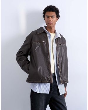 TOPMAN Faux Leather Jacket - Brown