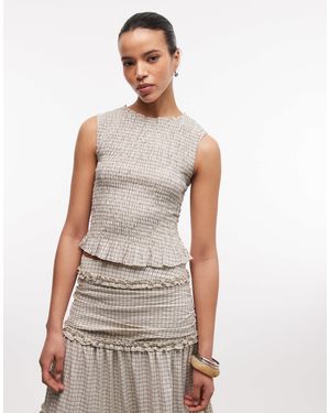 Daisy Street Shirred Top - White