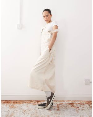 Dickies Long Overall Denim Dungaree Dress - White