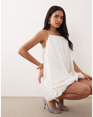 Vero Moda Cami Strap Bubble Hem Mini Dress - Natural