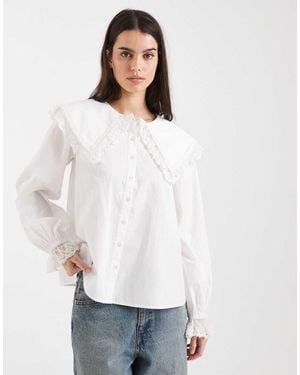 Miss Selfridge Lace Collar Blouse - White