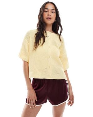 ASOS Cárdigan Amarillo Crema De Manga Corta De Punto De - Neutro