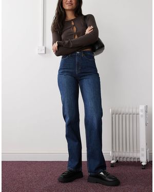 Weekday Rowe - jean droit à taille ultra haute - compact - Bleu