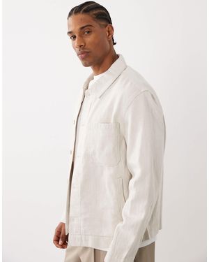 Mango – jacke aus ecrufarbenem leinenmix - Natur