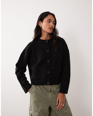 Miss Selfridge Gilet à col rond avec poche, - Noir