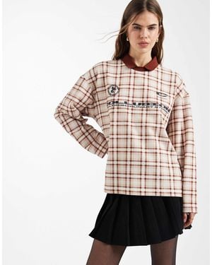 Collusion Polo molletonné oversize à carreaux - neutre - Blanc