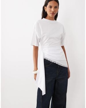 ASOS Asymmetric Top With Waist Wrap - White