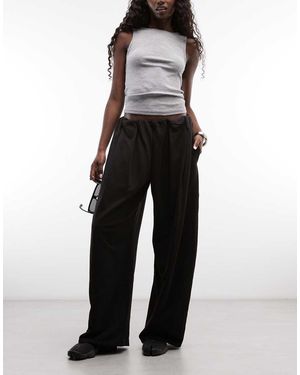 Weekday Balloon Fit Broek Met Wijde Pijpen En Plooien - Zwart