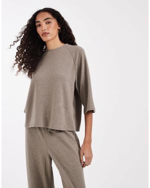 ONLY Soft Texture Boxy T-Shirt Co-Ord - Brown
