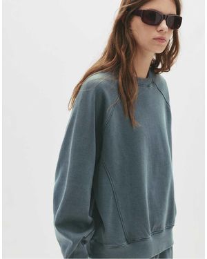 Pull&Bear Basic Fleece Sweatshirt - Blue