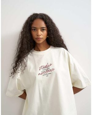 TOPSHOP Oversized T-Shirt Met Grafische Print - Naturel