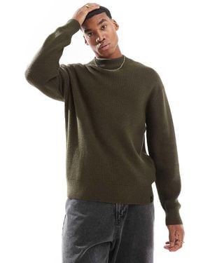 Pull&Bear Maglione Kaki A Coste Inglesi - Verde